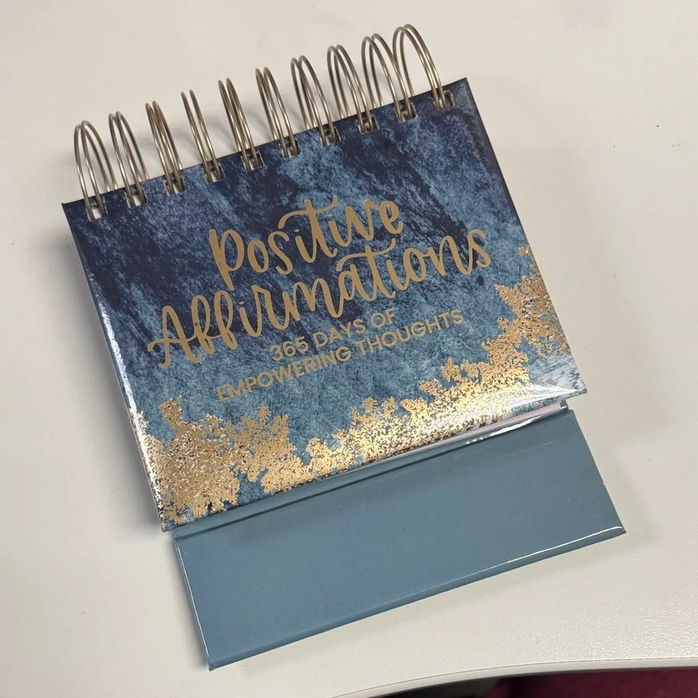 Blue and Gold Positive Affirmations Desk Calendar